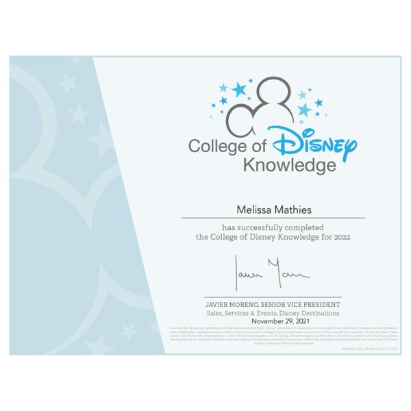 Melissa Mathies - College of Disney Knowledge 2022